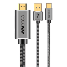 CODEWAY Type-C-HDMI傳輸線 充電支援, 2m, 1條, 灰色