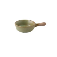 WANDU 瓦讀 日式粗陶調味碟 窯變果綠 附手柄, 1個