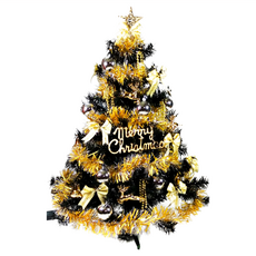 摩達客 豪華型裝飾綠色聖誕樹, 綠色 + 金色, 90cm