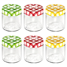 tescoma 格紋玻璃密封罐 Set 6 鍍錫鐵 玻璃 TPE橡膠材質 單入直徑7x高7.7cm 德國產, 200ml, 1組