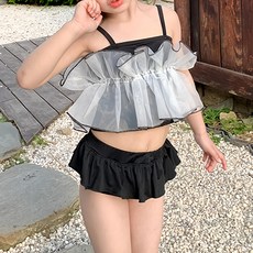 愛北鼻 女寶分體泳衣3件組 分體泳衣 + 泳帽