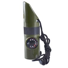 E.City 多功能戶外七合一緊急求生哨, 軍綠色, 1個