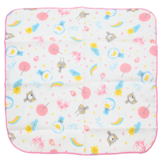 PUKU 藍色企鵝 印花紗布手帕 100%棉, 30 x 30cm, 粉色, 2條