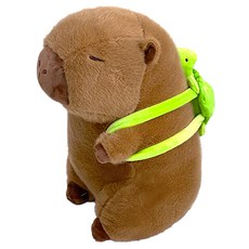 葉子小舖 水豚君娃娃/卡皮巴拉 絨毛材質 鑰匙扣 可掛於包包, 40cm, 烏龜背包款, 1個