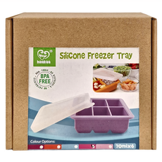 Haakaa 6格矽膠副食品分裝盒/製冰盒，70ml*6，不含BPA, 玫紅, 420ml, 1個