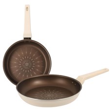 CooK&CooK IH爐適用 Verona系列 單柄鍋具2件組, Cream Ivory, 1組, 平底鍋 22cm + 平底鍋 28cm