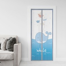 半島良品 魔術膠靜音磁吸防蚊門簾, 加寬 鯨魚