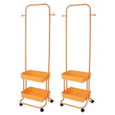 Life+ 北歐簡約 多功能移動式雙層落地衣帽架/掛衣架/置物架 2個, 北歐黃