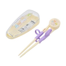 Skater ADXT1S 兒童右手學習筷 含收納盒 筷子140mm*1雙+收納盒136*65*45mm*1個, 角落生物, 1組