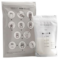 YOUHA 優合 母乳儲存袋 180ml 雙夾鏈防漏密封 LDPE+PET 食品級材質, 50個, 1組