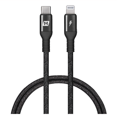 MOMAX Elite link Lightning三重編織線 DL12, 0.3m, 黑色, 1條