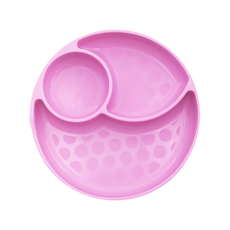 Chicco 矽膠三格吸盤碗, 100%食品級矽膠材質，耐熱70℃，洗碗機清洗, 19 x 19 x 3cm, 甜美女孩, 1個