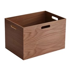 好物良品 高品質日本原木整理收納箱置物盒 大, 黑胡桃木, 1個