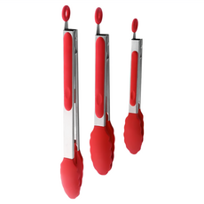 couselect 矽膠萬用料理食物夾 7吋/9吋/12吋紅色耐熱食物夾, 1組, 紅色