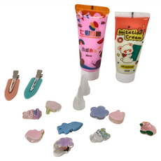 meet talent DIY奶油膠材料包髮夾組 配飾, 1組, 多色