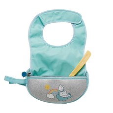 b.box 迪士尼 旅行圍兜袋 附矽膠軟湯匙 Set, 外出用餐方便攜帶, 可摺疊收納, 維尼, 1組