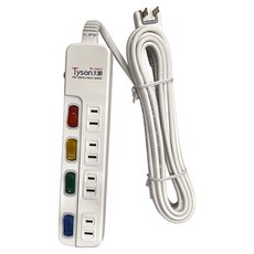 Tyson 太順電業 4開4插防雷擊延長線, 耐熱防火機身, 4.5m, TS-244AS, 1個