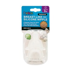 PUKU 藍色企鵝 母乳實感寬口 雙孔奶瓶用奶嘴 2入 矽膠材質 耐熱150度C, 3個月以上, 1組