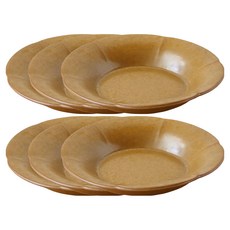 JUST HOME 霧悠陶瓷花朵造型湯深盤 5746-01C 6.8吋, 低調棕, 6個