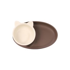 monee 3IN1白金矽膠 兒童餐碗盤組, 可可色, 餐盤 650ml+碗 270ml, 1組