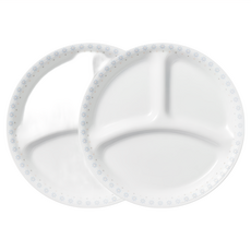 Corelle Brands 康寧餐具 Shiny Days系列三格餐盤, 白色, 21.6cm, 2個