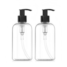 AHOYE 圓肩按壓瓶 500ml, 透明色, 2個
