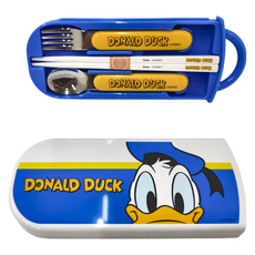 Skater 銀離子兒童餐具三件組, 湯匙 + 叉子 + 筷子 + 收納盒, 唐老鴨, 1組