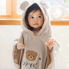 愛北鼻 兒童款 連帽斗篷浴巾