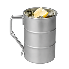 AHOYE 不鏽鋼馬克杯 380ml 銀色 304不鏽鋼材質 復古工業風設計 人體工學手柄, 1個