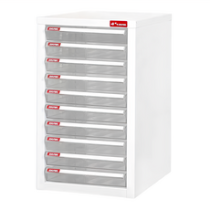 SHUTER 樹德 桌上型樹德櫃 A4-110P 10層 白櫃白抽, 透明抽