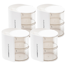 美得像專櫃 旋轉粉撲收納盒 雙層 白色 4個