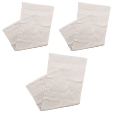 來福牌 蓬鬆紗 竹編緞條毛巾 美國棉 33x78公分, 白色, 3條