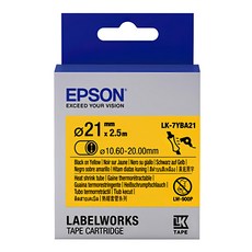 EPSON 台灣公司貨 標籤帶 LK-7YBA21 C53S657904 21, Yellow黃底 + Black黑字, 21mm