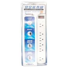 Mayka 明家 1開6插 3P安全延長線 L型插頭, 4.5m, SP-606A-15, 1條