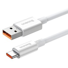 Baseus 倍思 優勝系列 USB-Type-C 100W 快充傳輸線, 2m, 皓月白, 1條