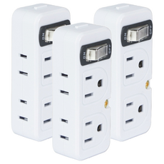 Kinyo 節電1開4插分接器 2孔/3孔, 51mm, MR-5360, 3個