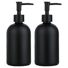 AHOYE 410ml 按壓式玻璃分裝瓶, 黑色, 2個