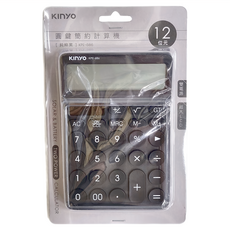 Kinyo 圓鍵12位元計算機, 純粹黑, 1個