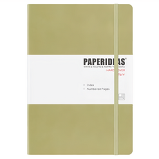 PAPERIDEAS B5 硬皮點陣筆記本，188頁，索引頁，頁碼設計，抹茶綠, 山梔茶, 1本