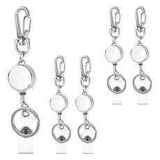 多功能伸縮扣 掛繩證件金屬伸縮扣, 銀白色, 5個