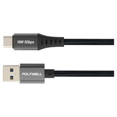 POLYWELL 寶利威爾 USB3.1 5Gbps Type-C對A 3A 充電傳輸線 18W, 0.5m, PW15-W45-M74, 1條