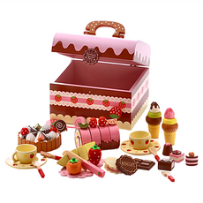 17mall 巧克力餅乾下午茶手提組 家家酒 木製玩具 Set 40, 1組, 全磁鐵款