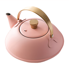 SHIMOYAMA 304不鏽鋼急須茶壺 日本製 附濾茶網, 粉紅烤漆款, 1個, 600ml