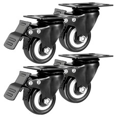 超靜音萬向旋轉活動輪 平底煞車款 4個 25 x 40 x 7mm，適用於辦公椅、推車等家具