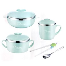 MASIONS 美心 304不鏽鋼兒童餐盒8件組, 綠色, 1組