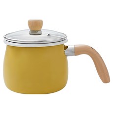 SHIMOYAMA 單柄琺瑯牛奶鍋/湯鍋 附玻璃蓋 1.9L, 15cm, 1個, 黃色