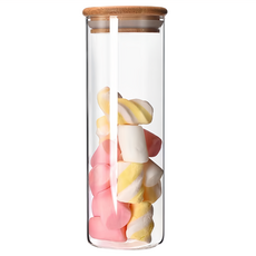 JAR嚴選 竹木蓋高硼矽玻璃密封儲物保鮮罐 500ml, 食品收納保鮮, 1個