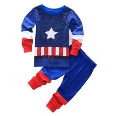 愛北鼻 兒童薄長袖套裝 美國隊長 舒適透氣 台灣製造