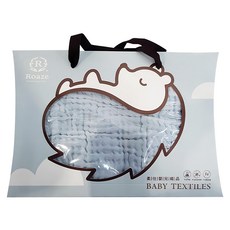 Roaze 柔仕 成長型連帽紗布浴巾 100x100cm 100%棉 6層, 藍色, 1條