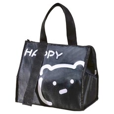 手提時尚保溫袋 G718 時尚黑 牛津布 鋁箔, 24.5 x 17.5 x 22.5cm, 3個